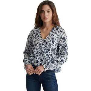 Lucky Brand Shirt Women's Medium Floral Top V Neck Casual Ladies
